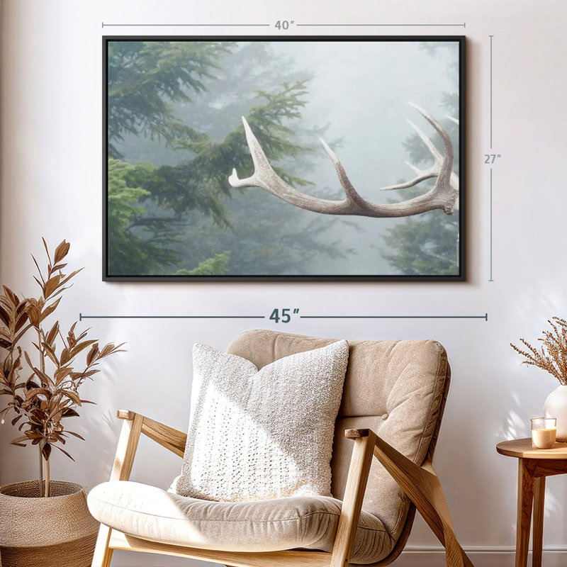 Impression sur toile de cerf et de pin, H 27 po x l 40 po