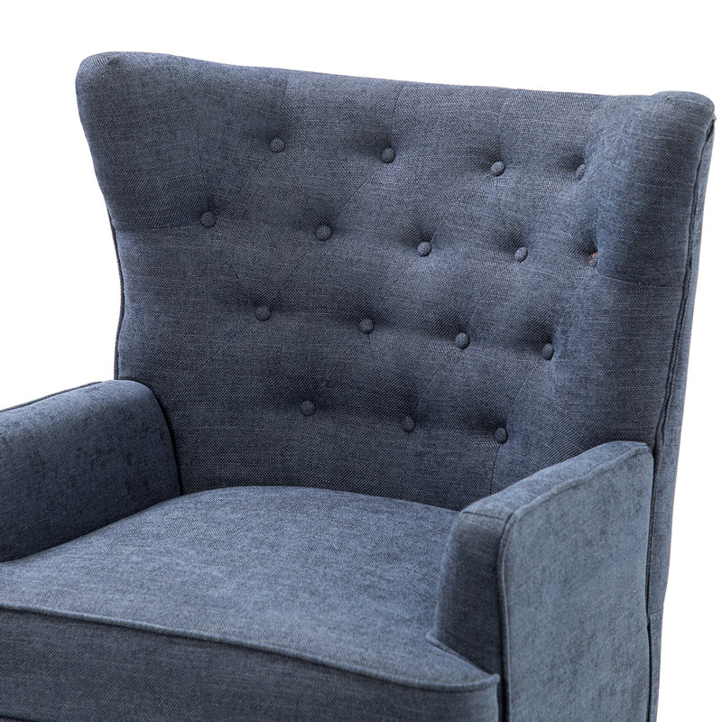 Fauteuil à oreilles rembourré de 30 po de large Adiza, Polyester marine