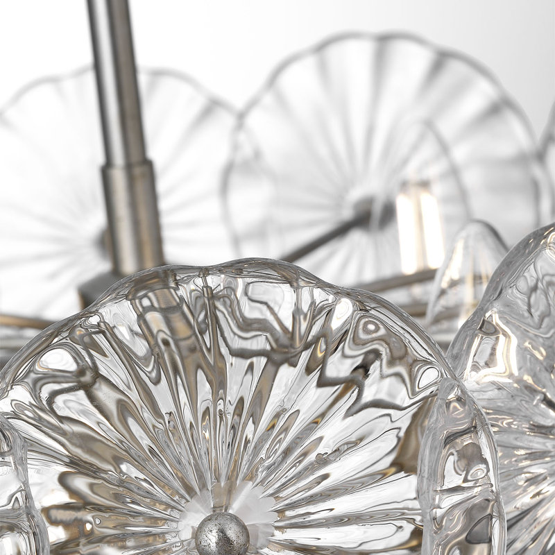 Julie Neill Gianna 24" Chandelie, Clear, Burnished Silver Leaf