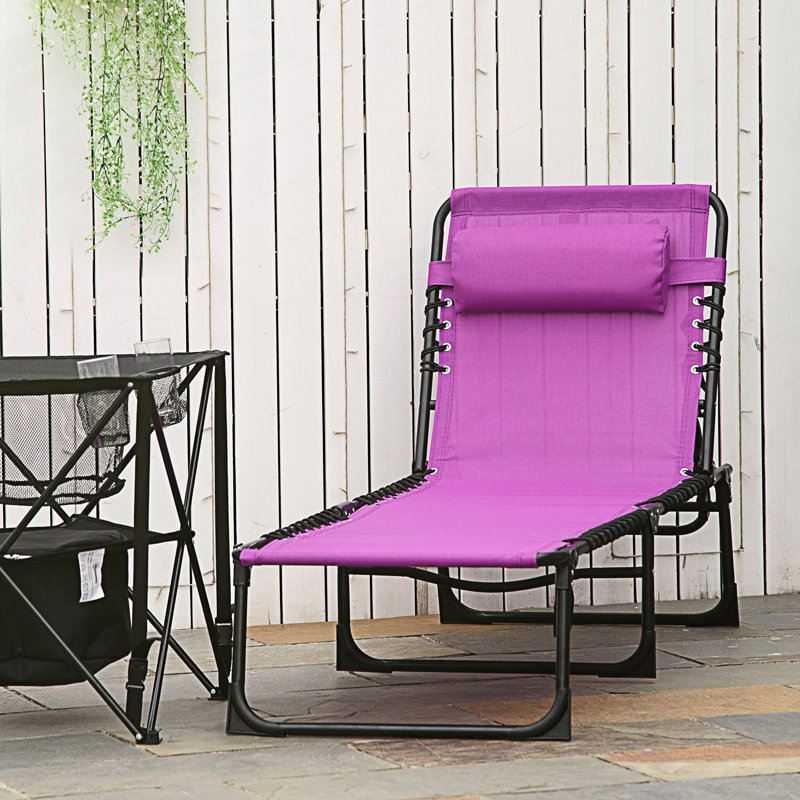 Folding Chaise Lounge Pool Chair, Patio Sun Tanning Chair, Outdoor Lounge Chair, Pool Lounge Chairs, Purple, 1