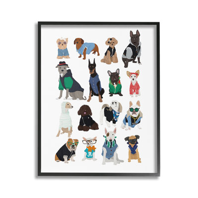 Dogs with Various Fashion Framed Giclee Art by Hanna Melin