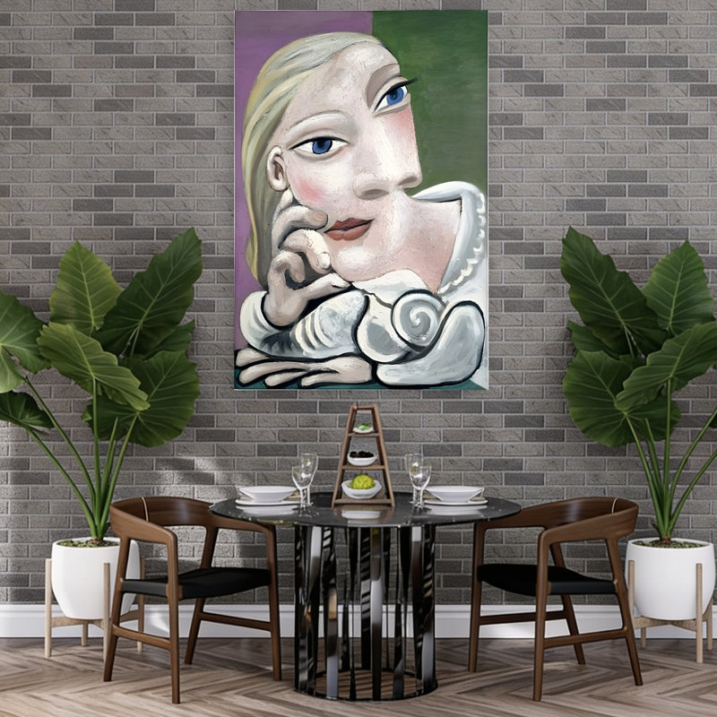 Impression d'art mural moderne abstrait femme pensive, H 60 po x l 40 po