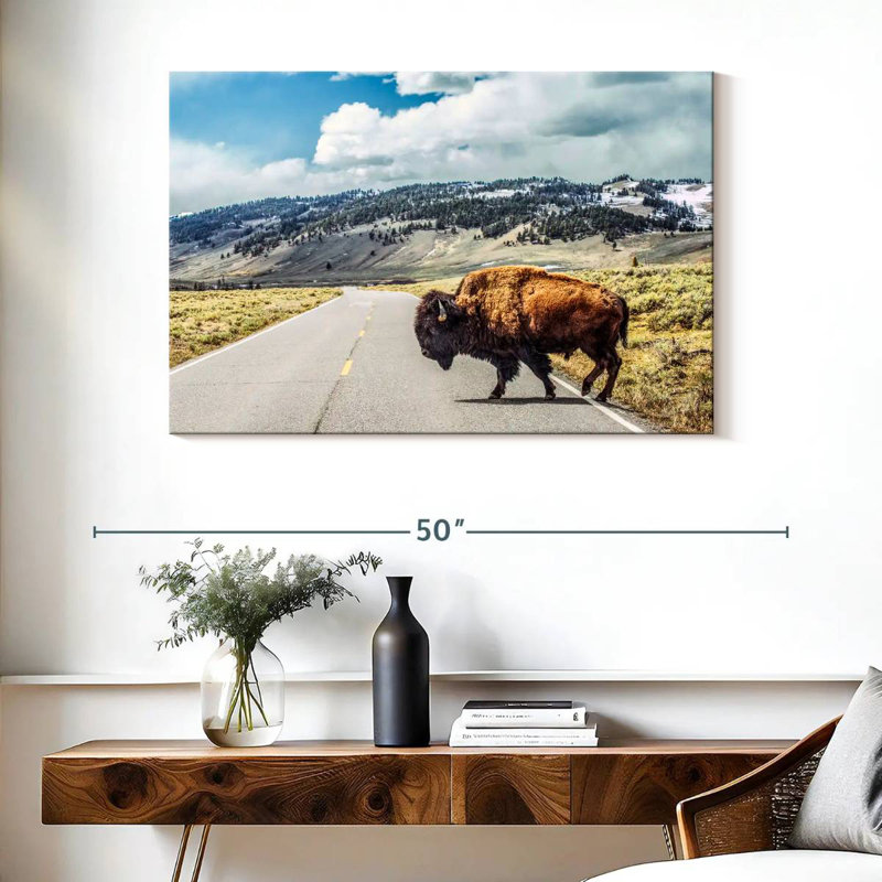 American Bison Crossing, H 26 po x l 39 po