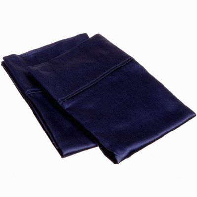 Luxury Navy Blue Cotton Pillowcase Set - 300 Thread Count, Long-Staple Combed Cotton - 2-Piece Standard Size Set - Soft and Durable Bedding Essentials