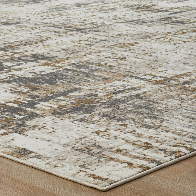 Wallburg Ivory Charcoal Crosshatch Abstract Area Rug, Runner 2'6" x 10'