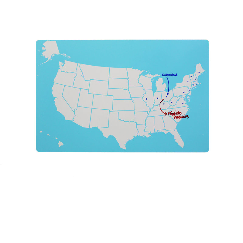 18" x 12" Double-Sided USA Map Dry Erase Board Set