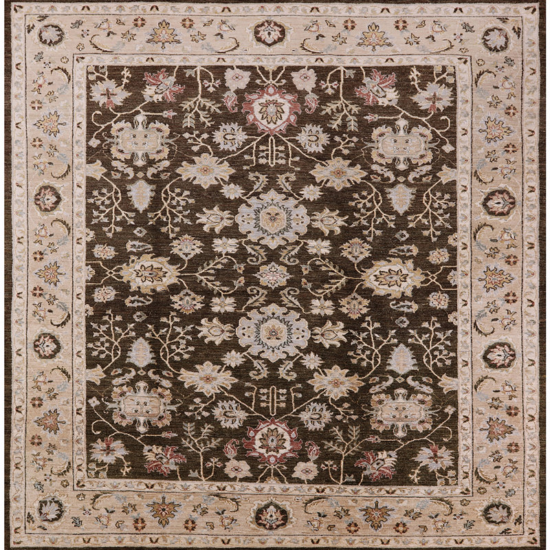 Tapis oriental beige / brun Cardew, Carré 4 pi