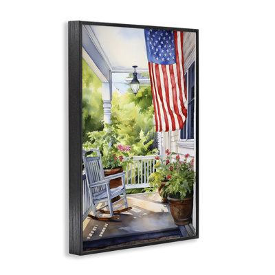 «Patriotic Summer Porch», art de la giclée encadrée par Petal Prints Design