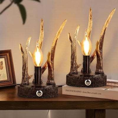 Ensemble de 2 lampes de table Rustic Antler