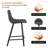 Latitude Run Modern Faux Leather Bar & Counter Stool – Armless PU Seat with Footrest, Iron Legs – Side Chair for Kitchen Island, Home Bar, Pub, Cafe, Dining Room-1033383110