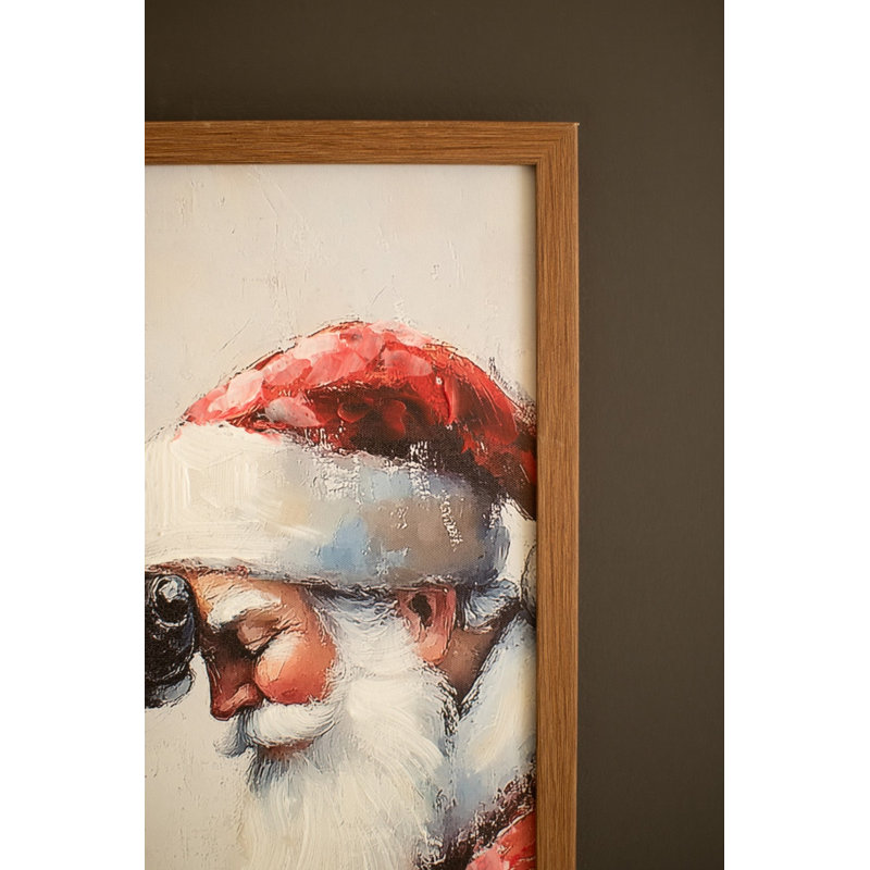  «Santa and Deer» encadré, reproduction d'art sur toile, ensemble de 2 décorations de Noël H 23,50 po
