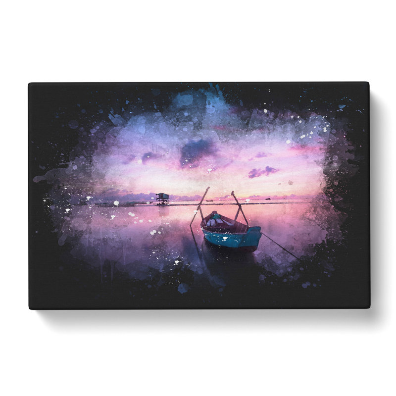 Vacant Rowboat Upon The Lake - Wrapped Canvas Print, 35cm H x 50cm W x 3cm D