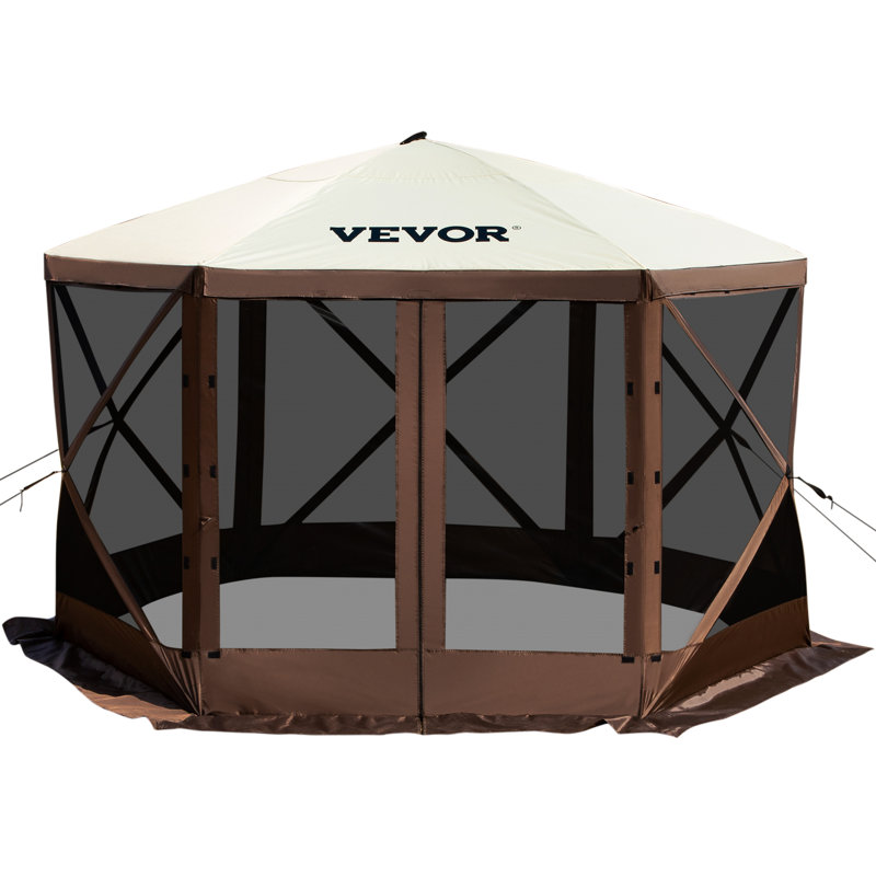 Gazebo Screen Tent, 6 Sided Pop-up Camping Canopy Shelter Tent with Mesh Windows, Portable Carry Bag, Ground Stakes