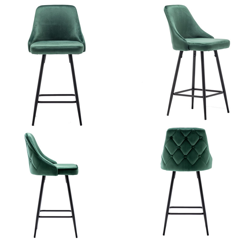 Courtdale Upholstered Counter Stool, Green/Black, Black