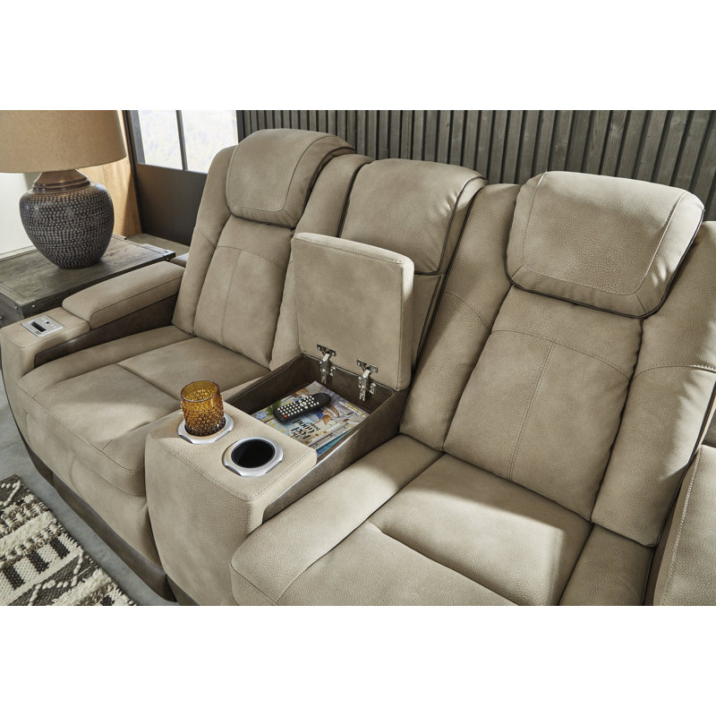 Hurlock Power Reclining Loveseat with Console, Beige