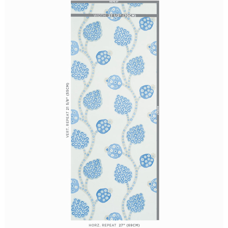 Annabel Warp Print Wallpaper, Blue