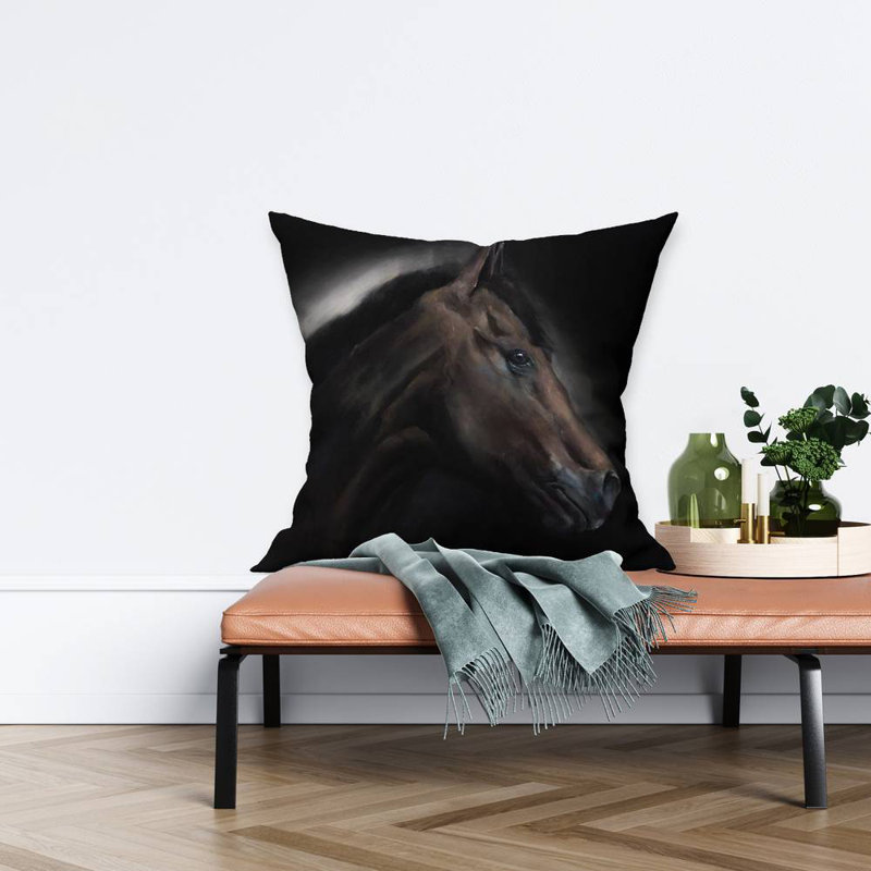Loneliness horse - 20"x20" Throw pillow cover - Poly twill - Print on demand, 20" x 20", Pillow Cover Only - No Insert