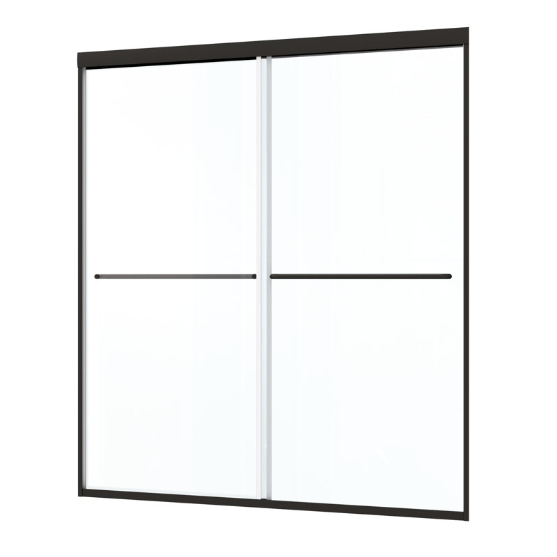 Bypass Shower Door, 50 - 54"x70", 1/4" Tempered Glass, Matted Black, Top Track, Stainless Steel Handle, Nano Clean, Leakage, Effortless Setup Matte Explode Film, Leak-, Simple Installation