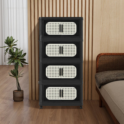 Retro Stackable Foldable Storage Bins With Lids And Wheels
