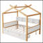 Lit de maison en bois avec lit gigogne de taille simple à cadre en bois original et bibliothèque pour enfants ou chambre d'amis-2012662801
