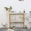Console moderne avec cadre en métal doré, table d'entrée chic avec tablette de rangement pour le décor du salon