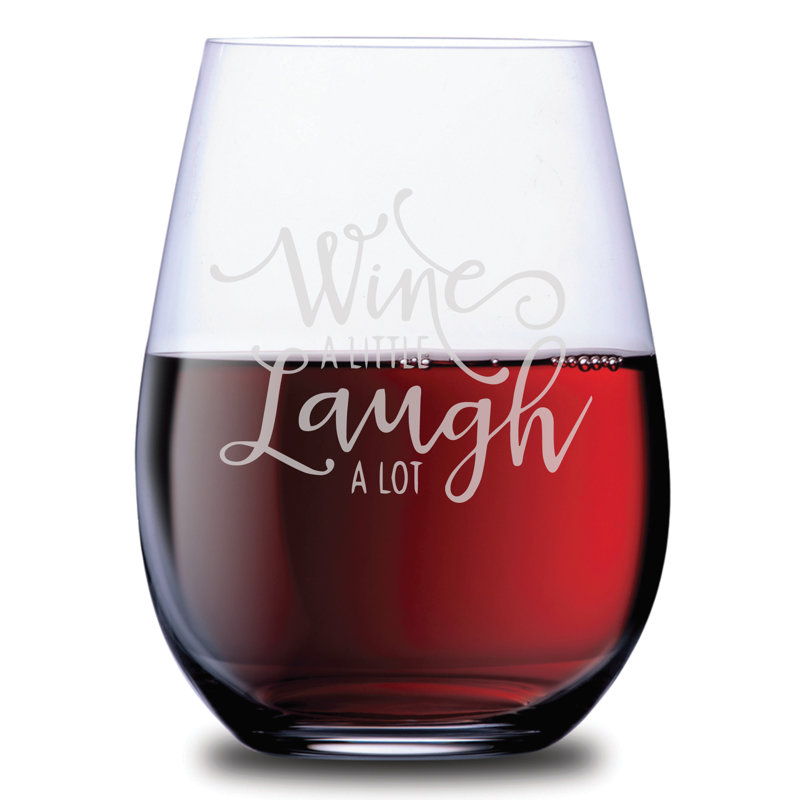 Wine A Little Laugh A Lot - 4 pièces 21 oz. Ensemble de verres à vin sans pied