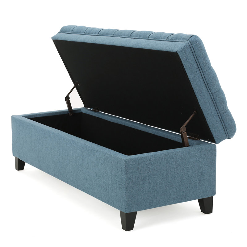 Banc de rangement rembourré en polyester Twania, Bleu