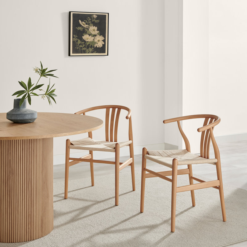 Carlton Solid Wooden & Rope Sculpted Dining Chairs - Elegant Scandi Inspired, Oak