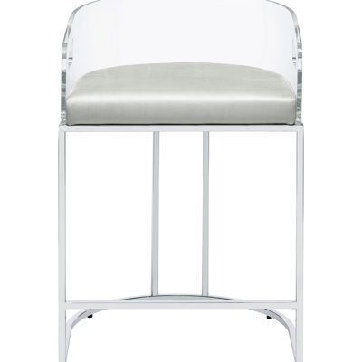 Tabourets de bar modernes à dossier en acrylique gris (2) - Élégant avec détails de 2 chaises de salle à manger et structure en métal confortable