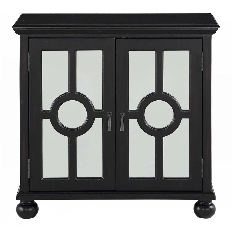 Armoire de rangement classique avec porte miroir, Noir antique