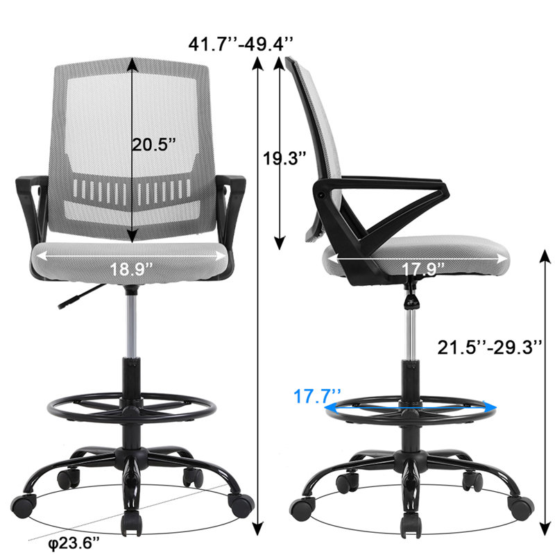 Mesh Drafting Chair, Gray