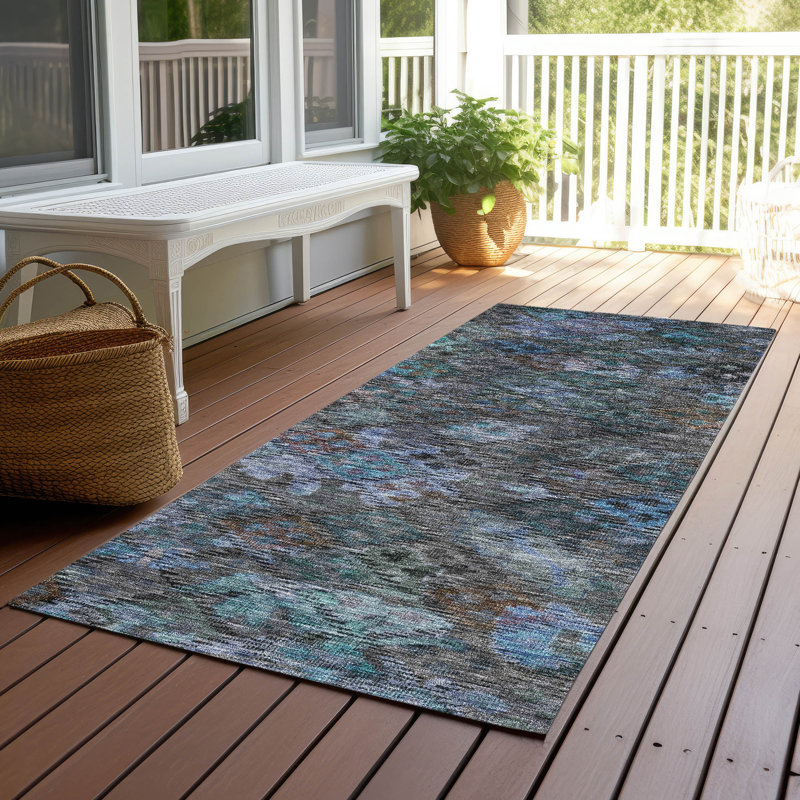 Tapis bleu sarcelle lavable à la machine intérieur / extérieur ACN1109, Tapis de couloir 2 pi 3 po x 7 pi 6 po