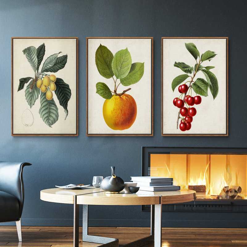 " Garden Gems I " 3 - Pieces, Walnut, 36" H x 72" W