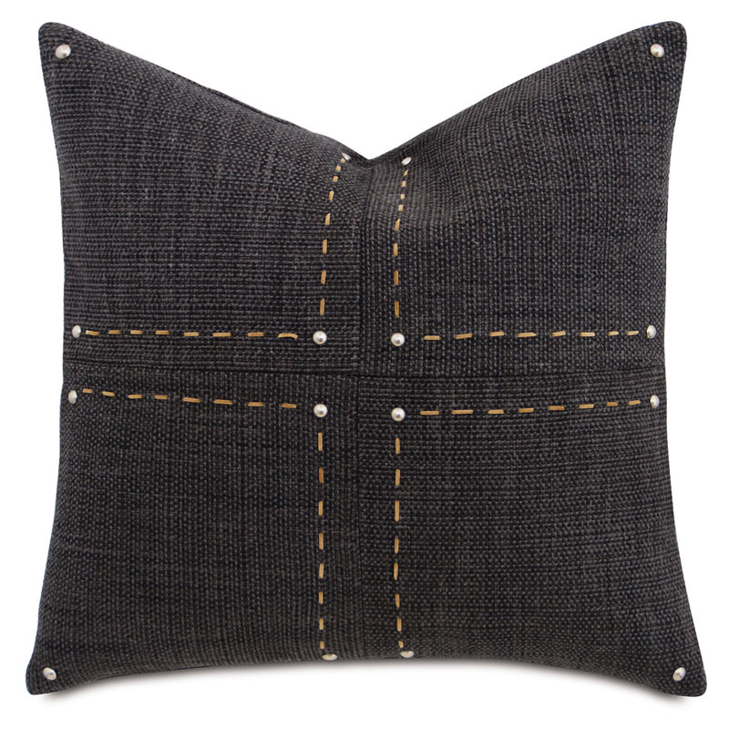 Gilmer Appliqued Throw Pillow, Gilmer Charcoal, Polyester