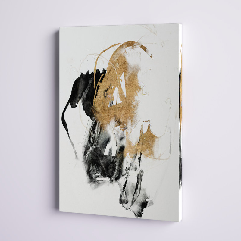 «Black / Gold Splash II», reproduction, H 27 po x l 18 po x P 1 po, Toile tendue
