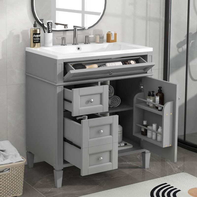 30'' Single Bathroom Vanity Base Only in Grey