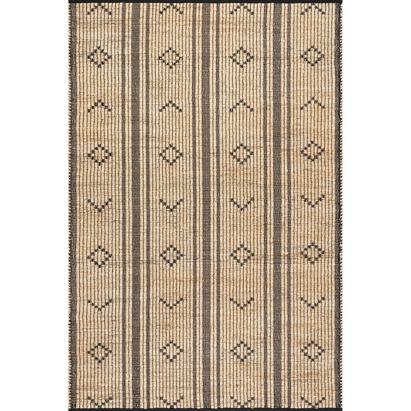 Tapis rayé en jute Aubriella, Rectangle 8 pi x 10 pi