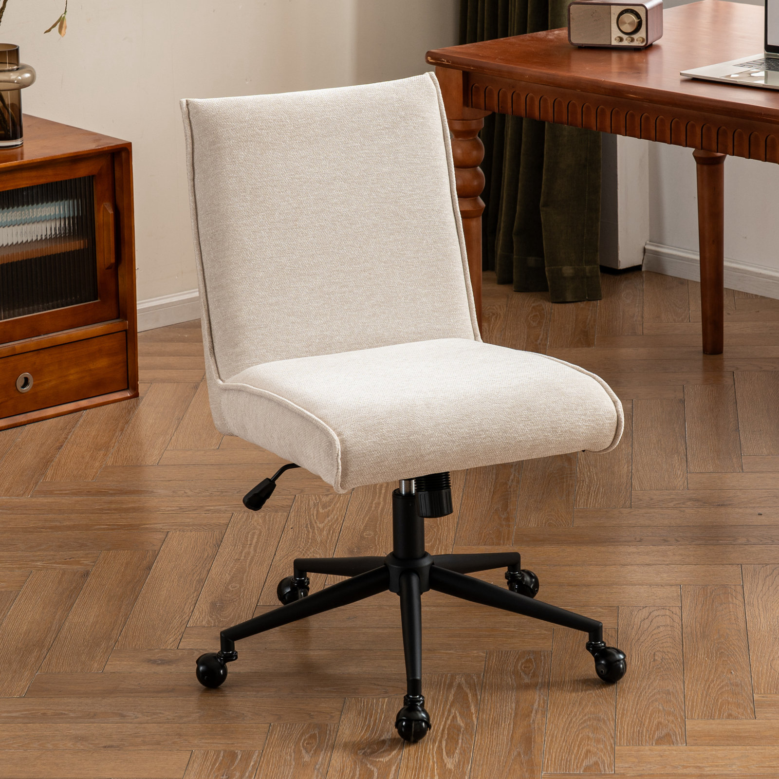 Claudie Office Chair, Beige Chenille