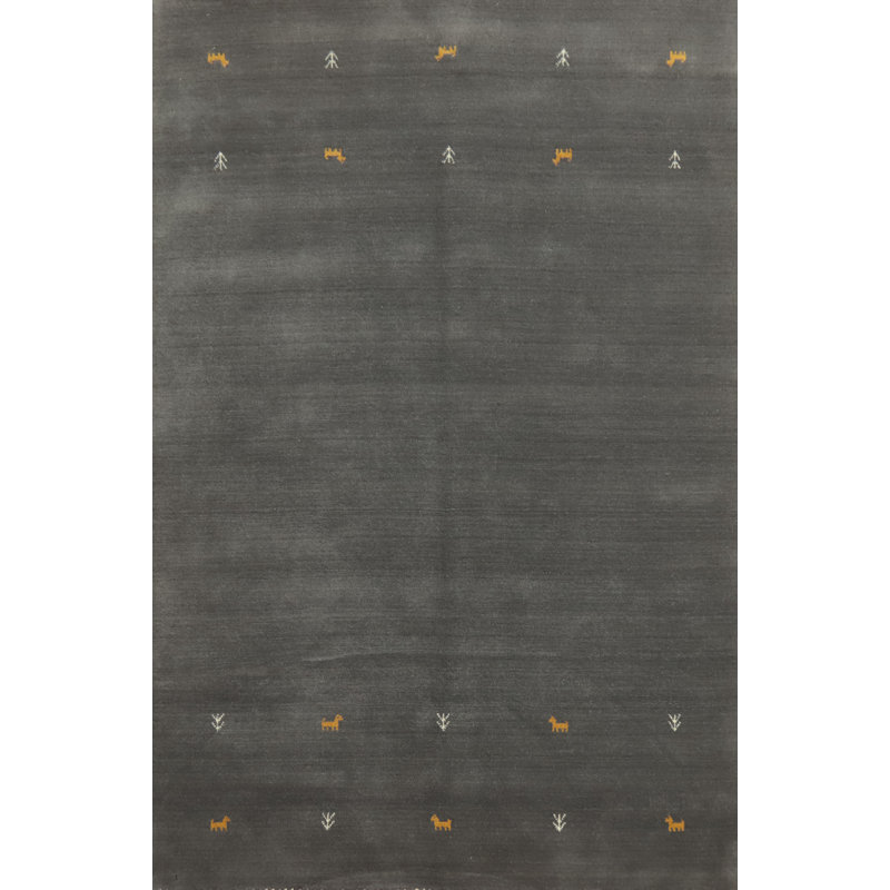 Tapis tribal gris de style Gabbeh 5 x 7