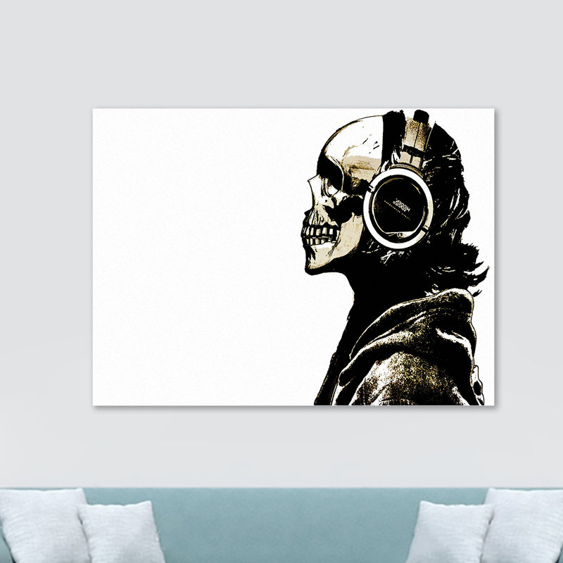 Banksy DJ Skull by Banksy - No Frame Print on Canvas, 20.5cm H x 30.5cm W x 3.8cm D