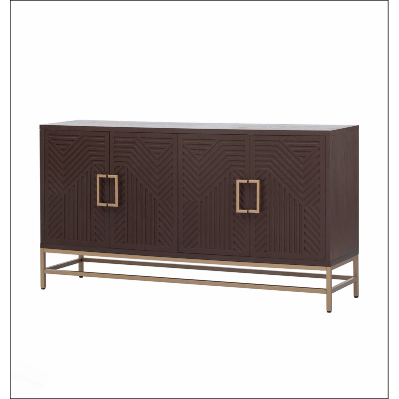 Buffet de style rétro avec tablettes réglables, poignées et pieds en métal pour un rangement polyvalent et un design élégant, espresso