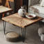 Brown Black Solid Wood Iron Square Coffee Table