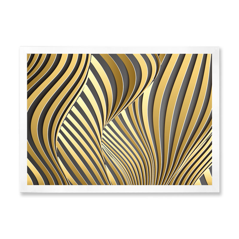 Wavy Luxury Gold Gradients I - peinture sur toile, Toile blanche avec cadre d'angle fermé, H 30 po x l 40 po