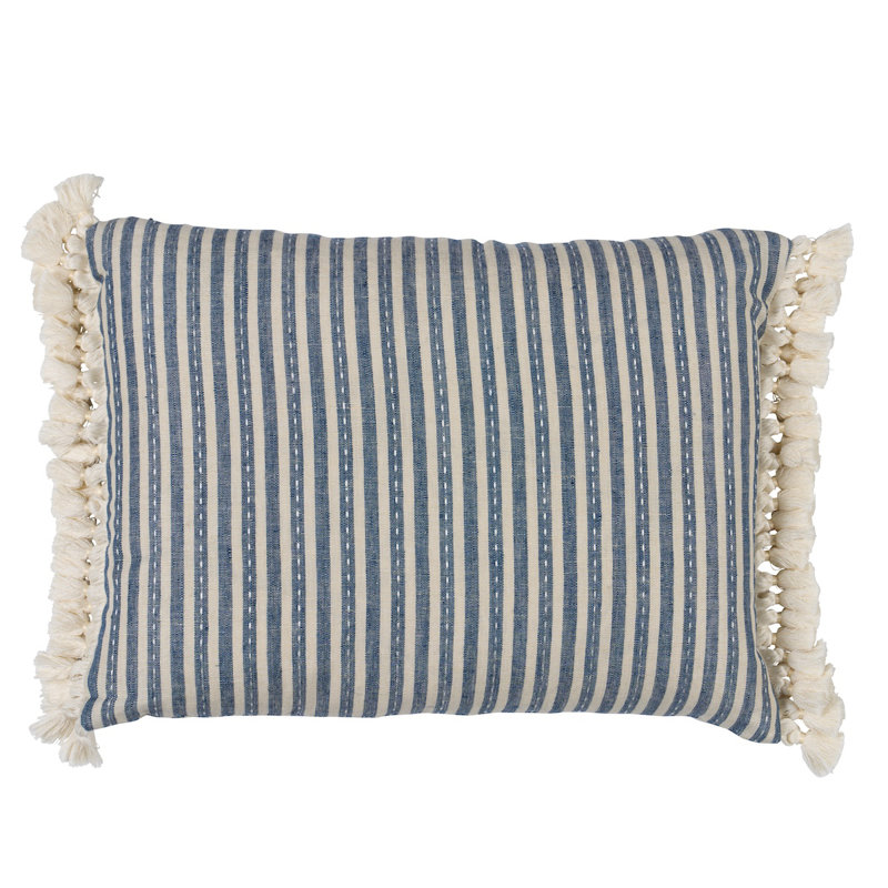 Mathis Ticking Stripe Pillow, Blue, Rectangle 12"H x 16"W