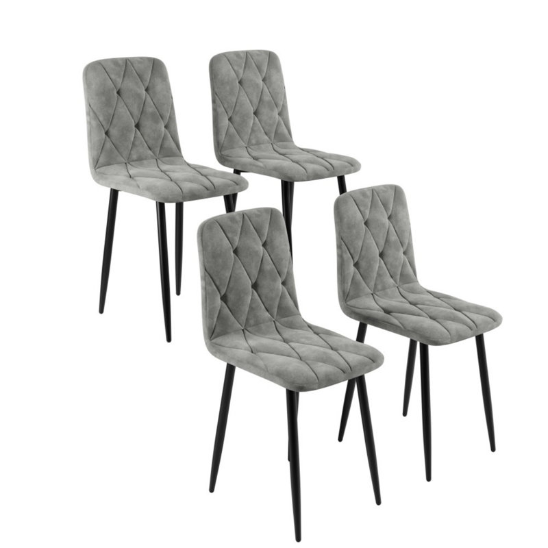 Four Piece Bar Stools, Velvet Upholstered Bar Chairs With Black Metal Legs And Backs, Counter Height Bar Stools, Modern Bar Chair For Kitchen Island, Dining Room