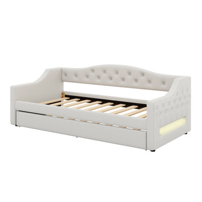 Upholstered Daybed With LED Belt And Trundle