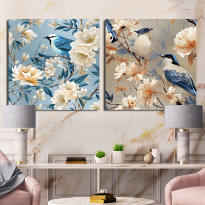 Marouane - Ensemble de 2 collages floraux carrés