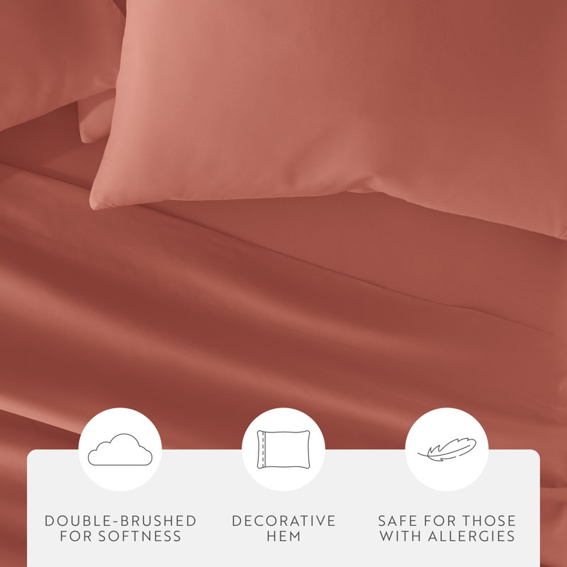 Ultra Soft Double Brushed 4 Piece Sheet Set – Deep Pocket Fade Resistant Bedding, Full Sheet Set with 2 Pillowcases, Clay