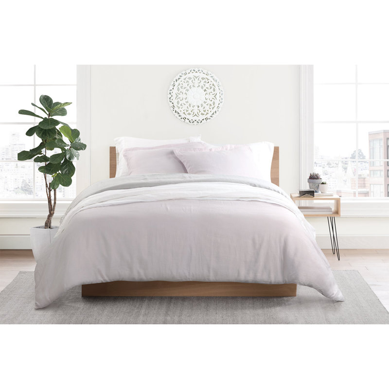 Frazier 100% Linen Machine Woven Sheet Set, Full Sheet Set with 2 Pillowcases, Lilac Marble