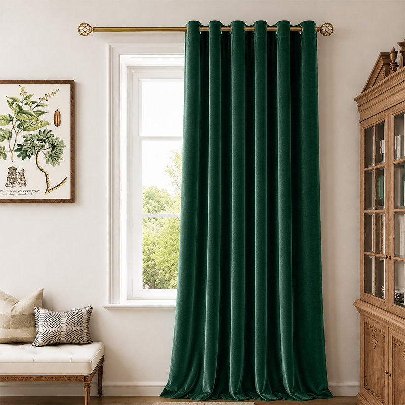 Single Curtain Panel, Green Emerald